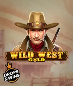  Meet the daring sheriff of "Wild West Gold," a popular slot game by Pragmatic Play. The graphic depicts a confident sheriff with a golden star badge, framed by a sun-baked Old West town backdrop. The game's title is boldly featured in a stylized font, complementing the Wild West adventure theme. 